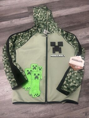 Minecraft Kids' Green Creeper Zip Hoodie